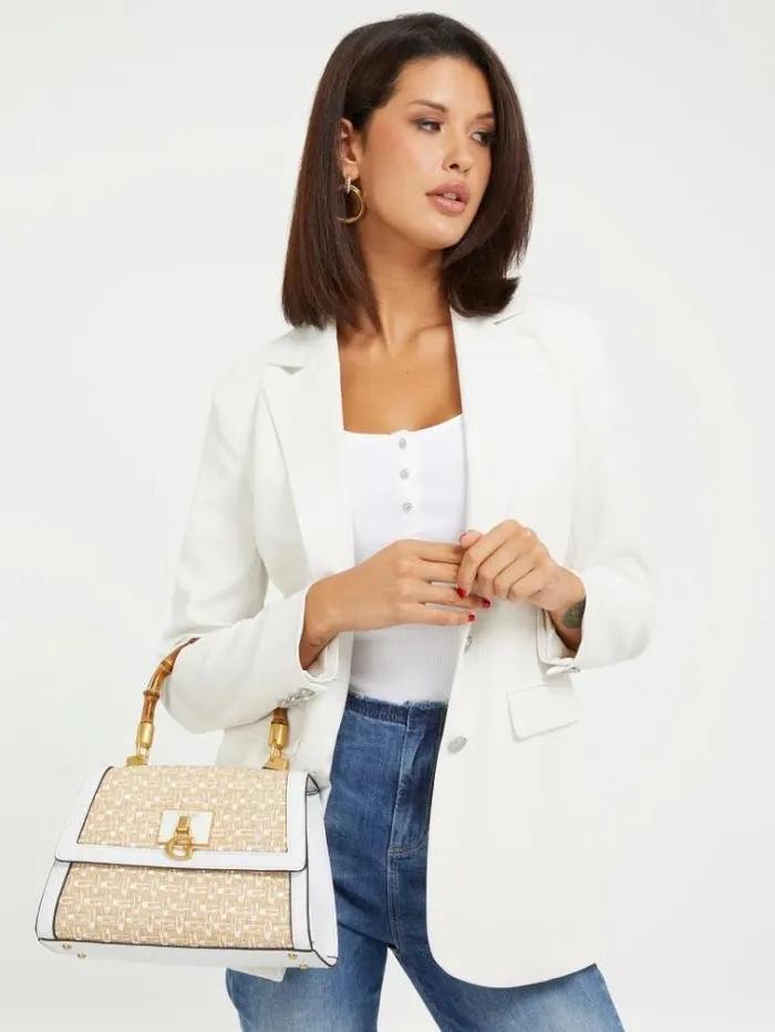 Women Stephi Logo Handbag White Guess Handbags