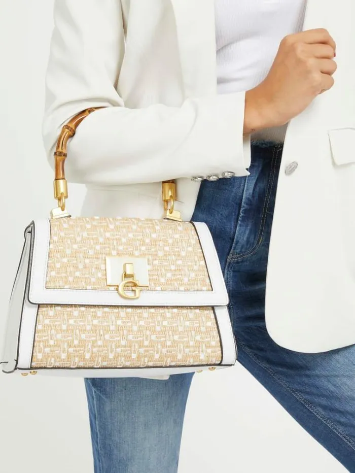 Women Stephi Logo Handbag White Guess Handbags