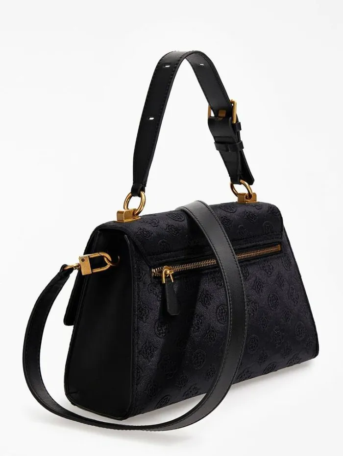 Women Stephi Velvet Handbag Black Guess Handbags