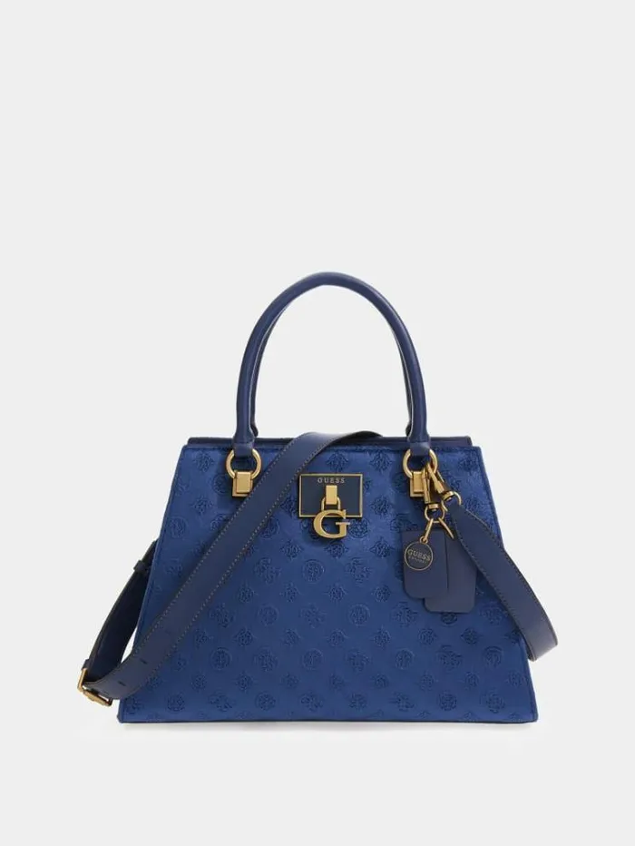 Women Stephi Velvet Handbag Blue Guess Handbags