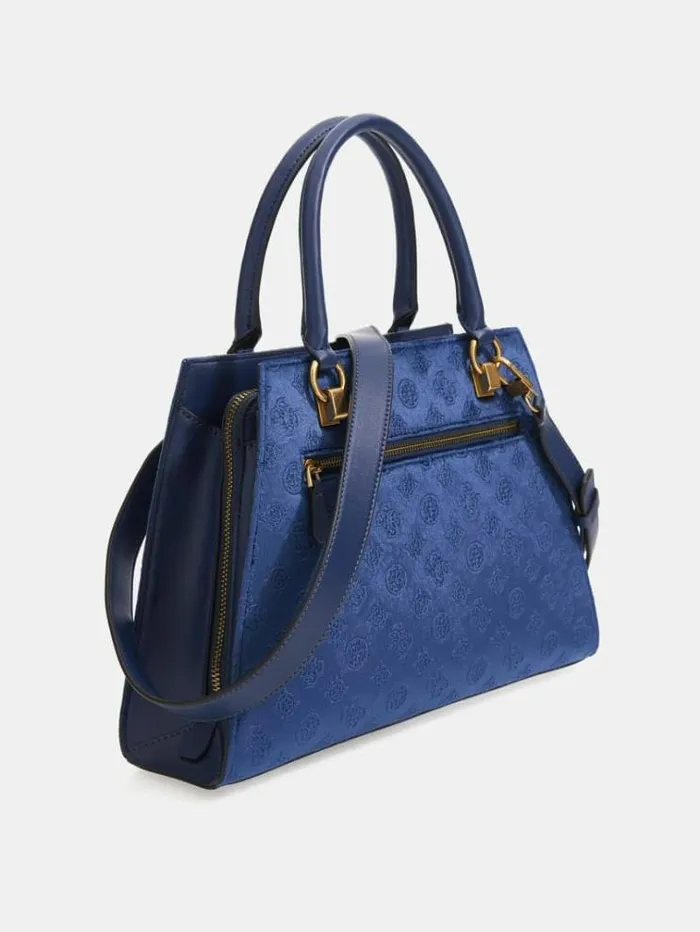 Women Stephi Velvet Handbag Blue Guess Handbags