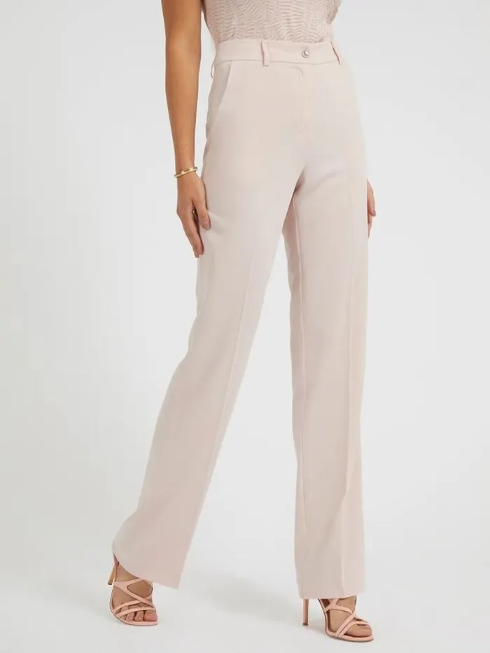 Women Straight Chino Pant Powder Pink Guess Trousers