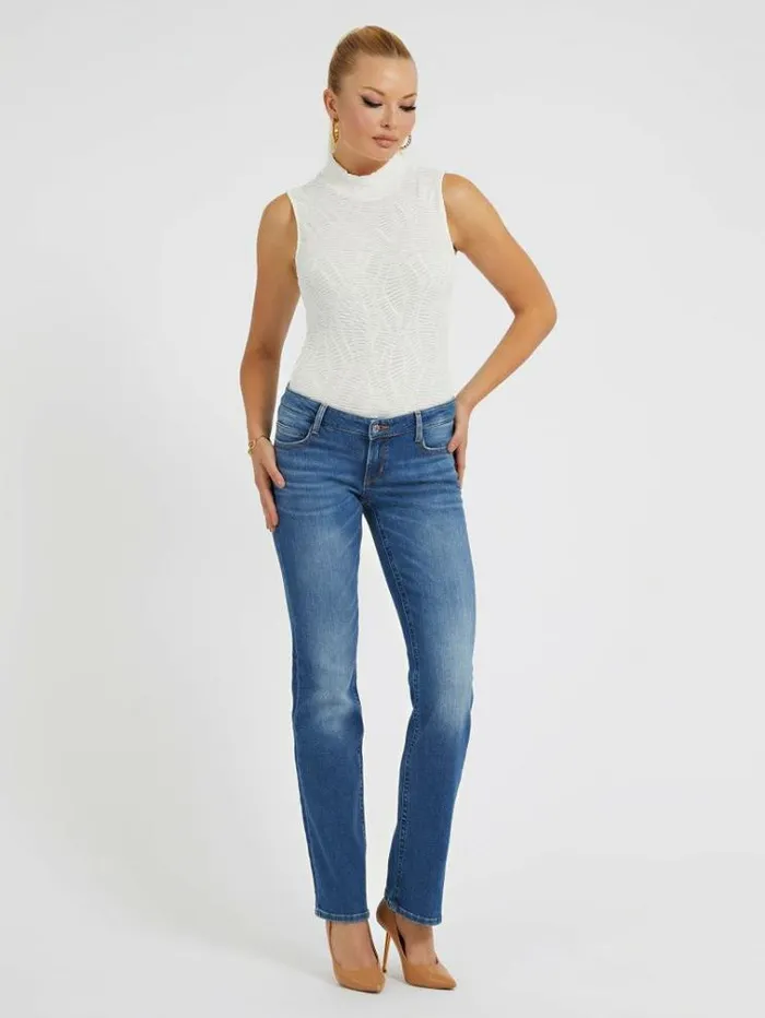 Women Straight Denim Pant Blue Guess Straight