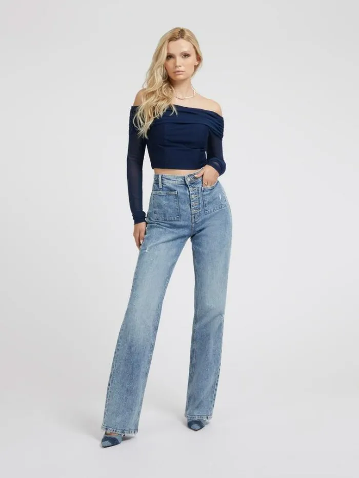 Women Straight Denim Pant Light Blue Guess Straight