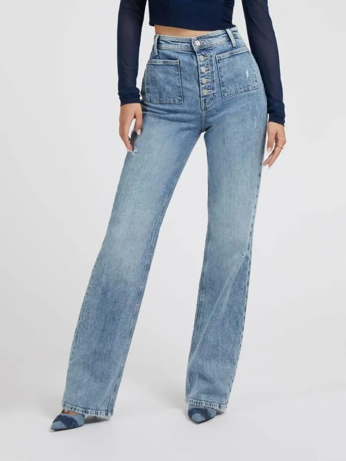 Women Straight Denim Pant Light Blue Guess Straight