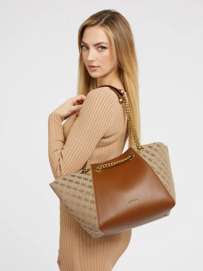 Women Strello 4g Logo Shopper Brown Multi Guess Shoppers