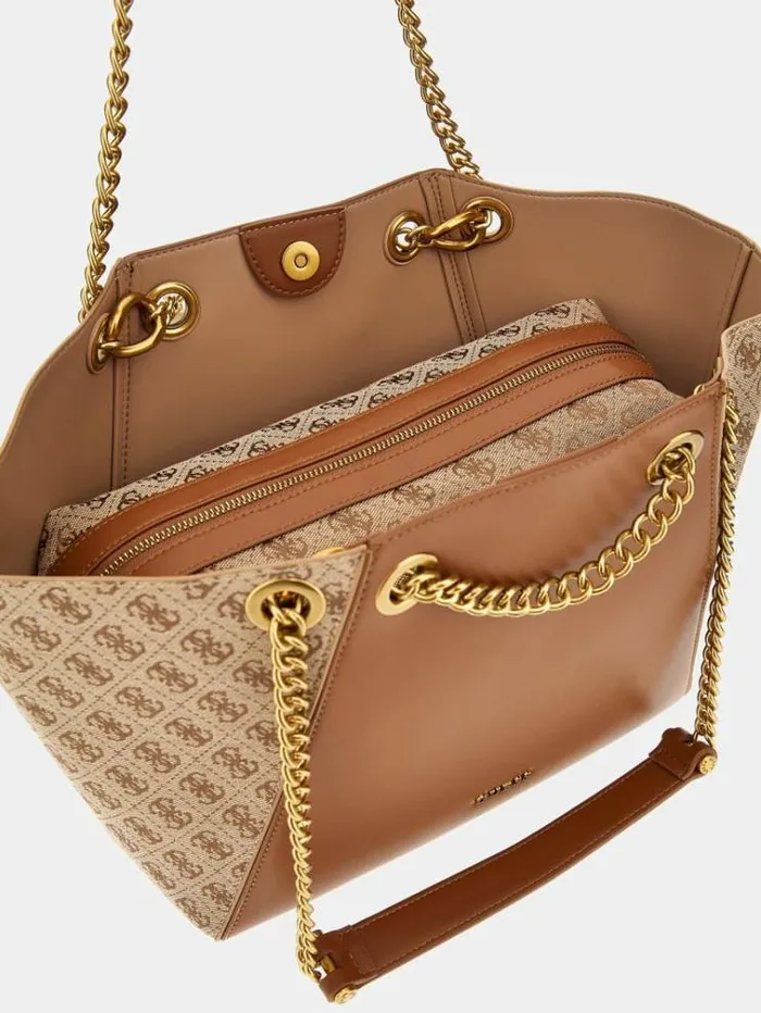 Women Strello 4g Logo Shopper Brown Multi Guess Shoppers