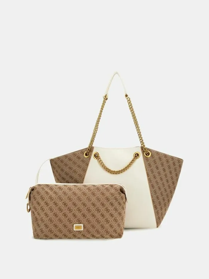Women Strello 4g Logo Shopper White Guess Shoppers