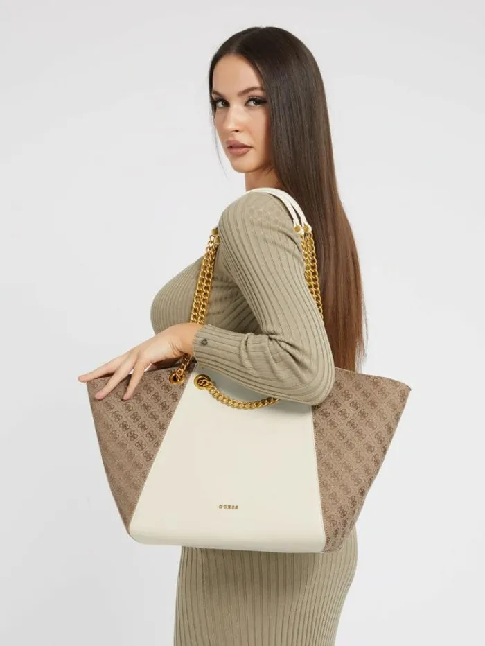 Women Strello 4g Logo Shopper White Guess Shoppers