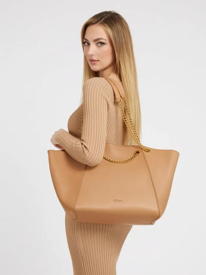 Women Strello Chain Detail Shopper Beige Guess Shoppers