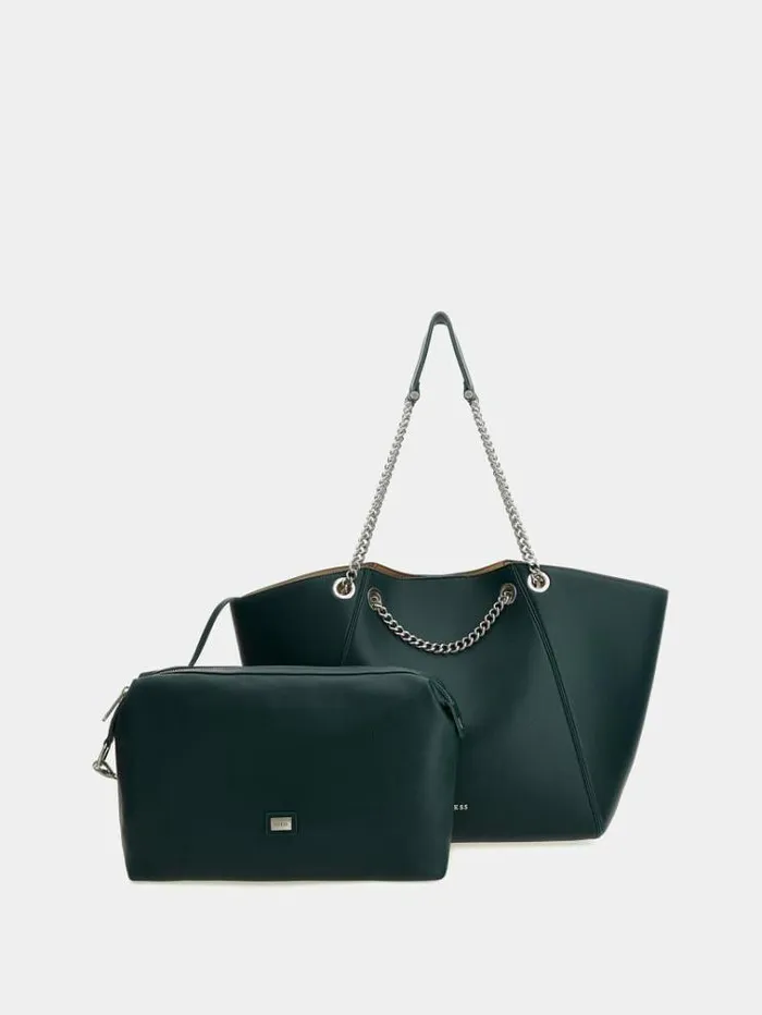 Women Strello Chain Detail Shopper Dark Green Guess Shoppers