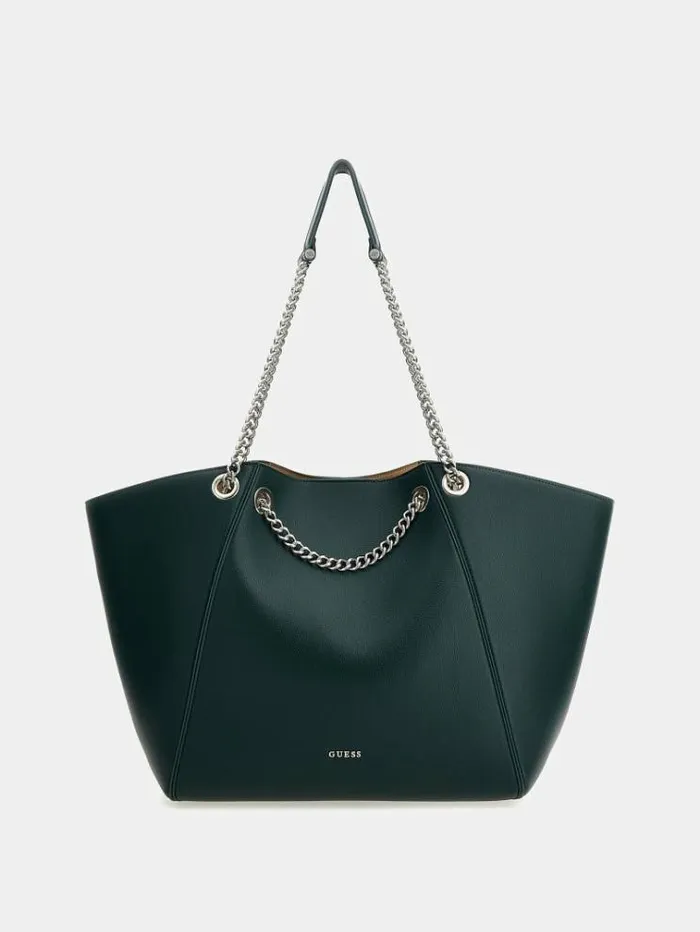 Women Strello Chain Detail Shopper Dark Green Guess Shoppers