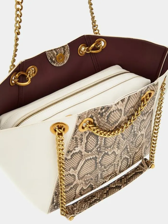 Women Strello Chain Detail Shopper White Guess Shoppers
