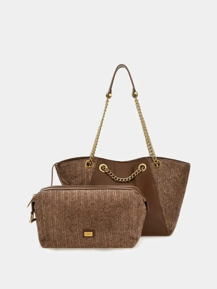 Women Strello Straw Shopper Brown Guess Shoppers