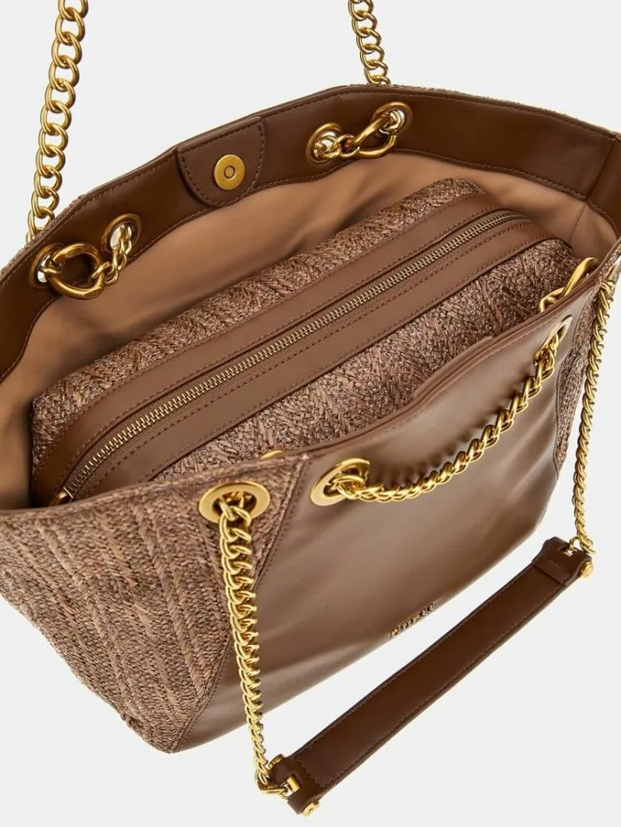 Women Strello Straw Shopper Brown Guess Shoppers