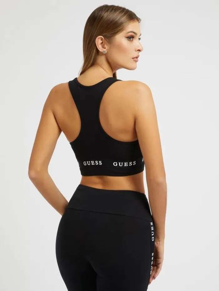 Women Stretch Jersey Logoed Active Bra Black Guess Activewear