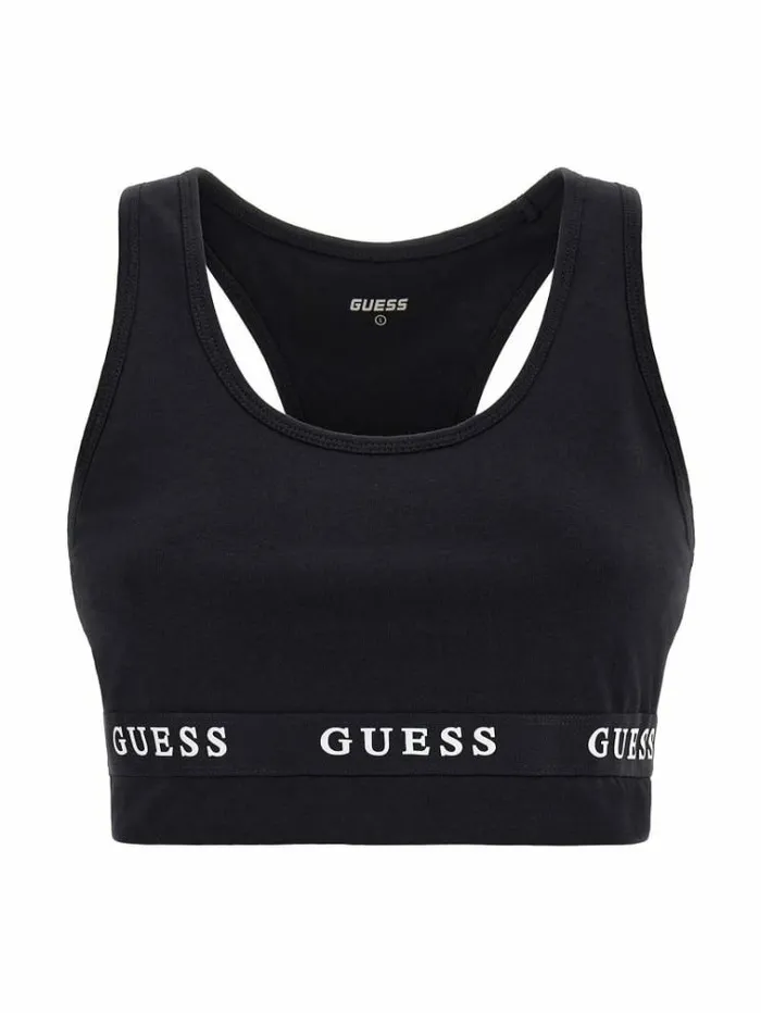 Women Stretch Jersey Logoed Active Bra Black Guess Activewear