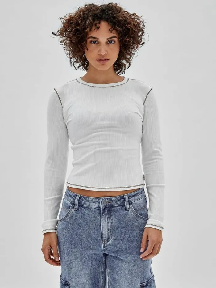 Women Striped Tshirt White Guess Tshirts