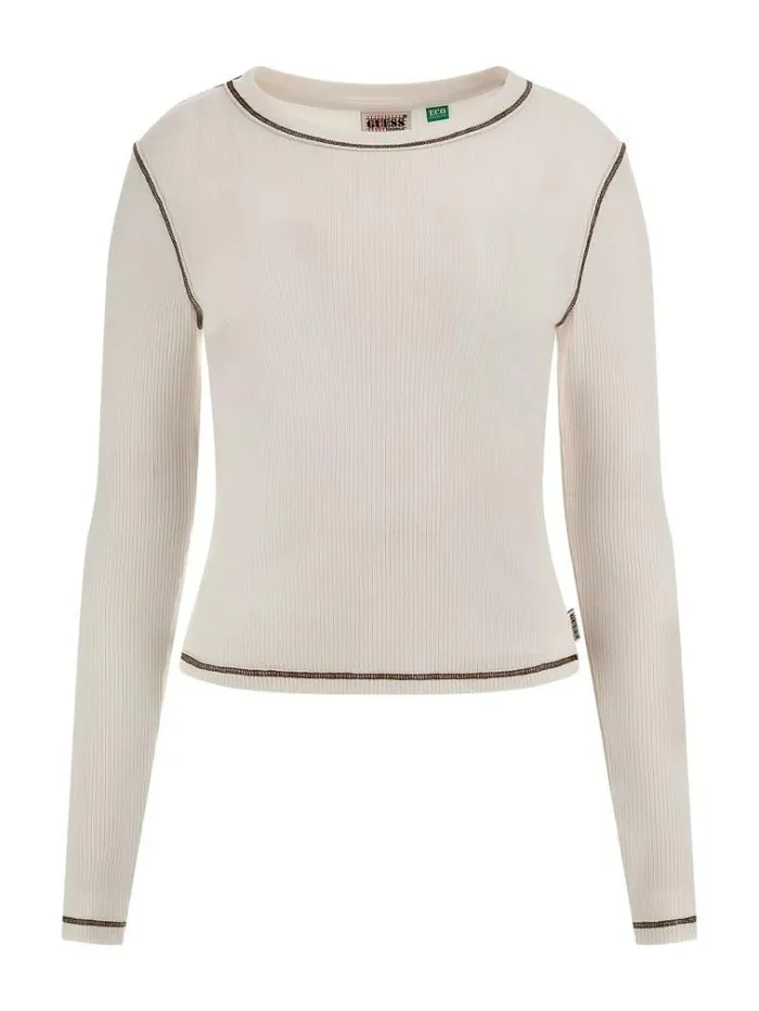 Women Striped Tshirt White Guess Tshirts