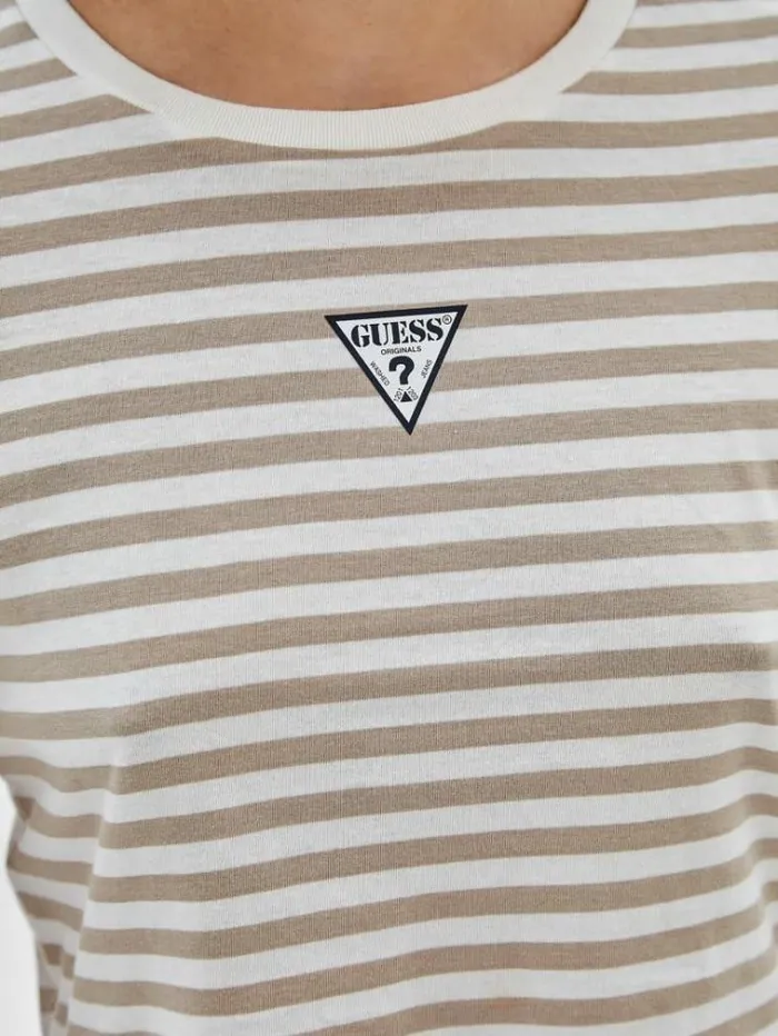 Women Striped Tshirt White Multi Guess Tshirts