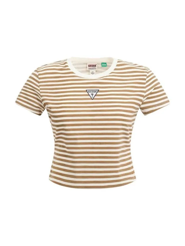 Women Striped Tshirt White Multi Guess Tshirts