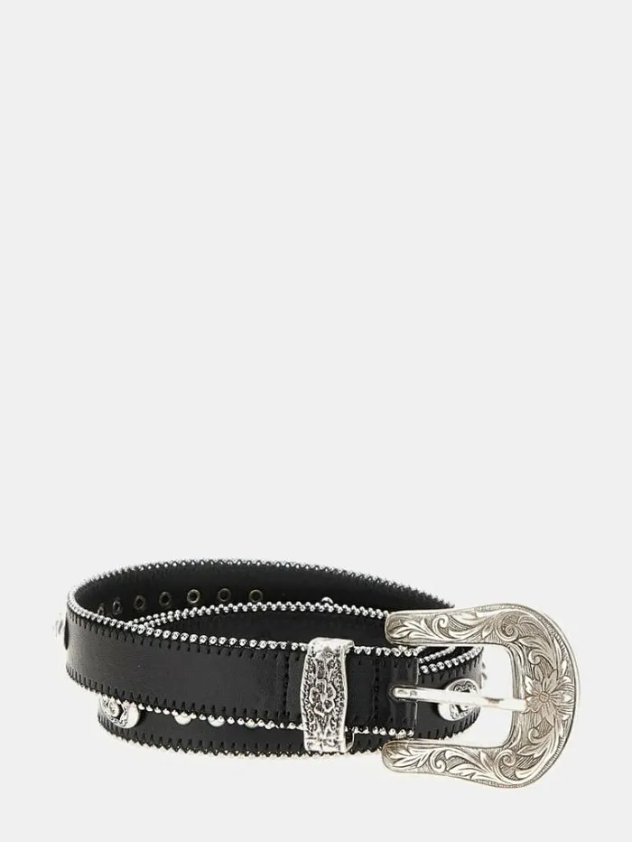 Women Stud Appliqu Belt Black Guess Belts