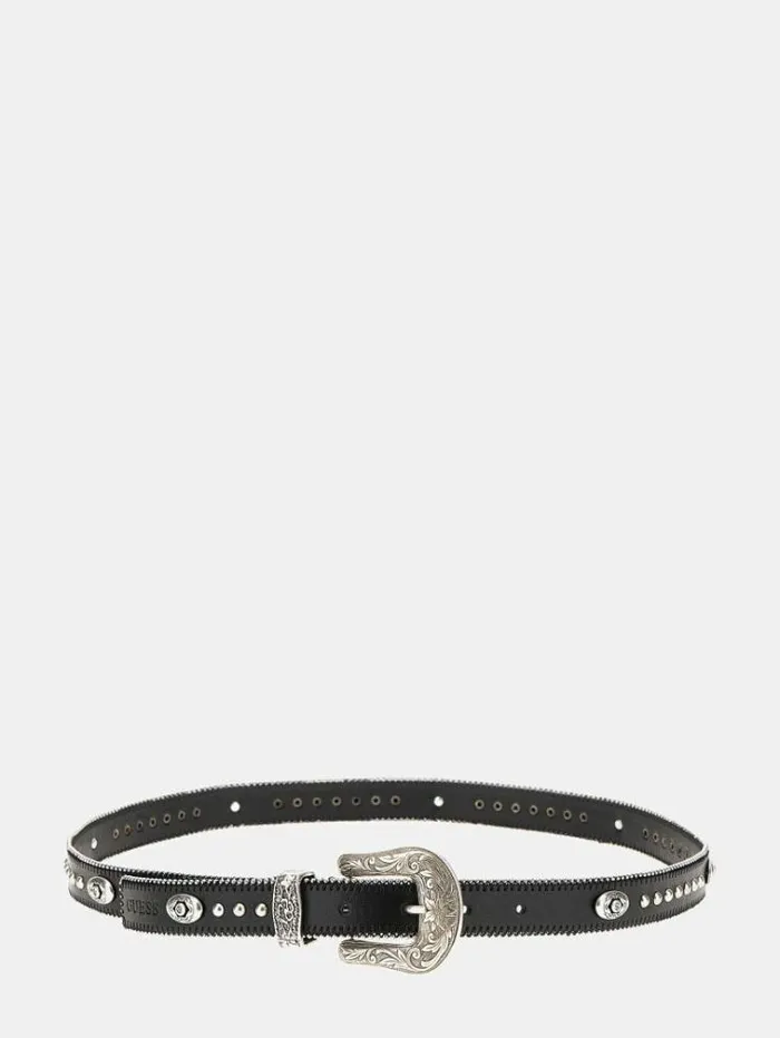 Women Stud Appliqu Belt Black Guess Belts