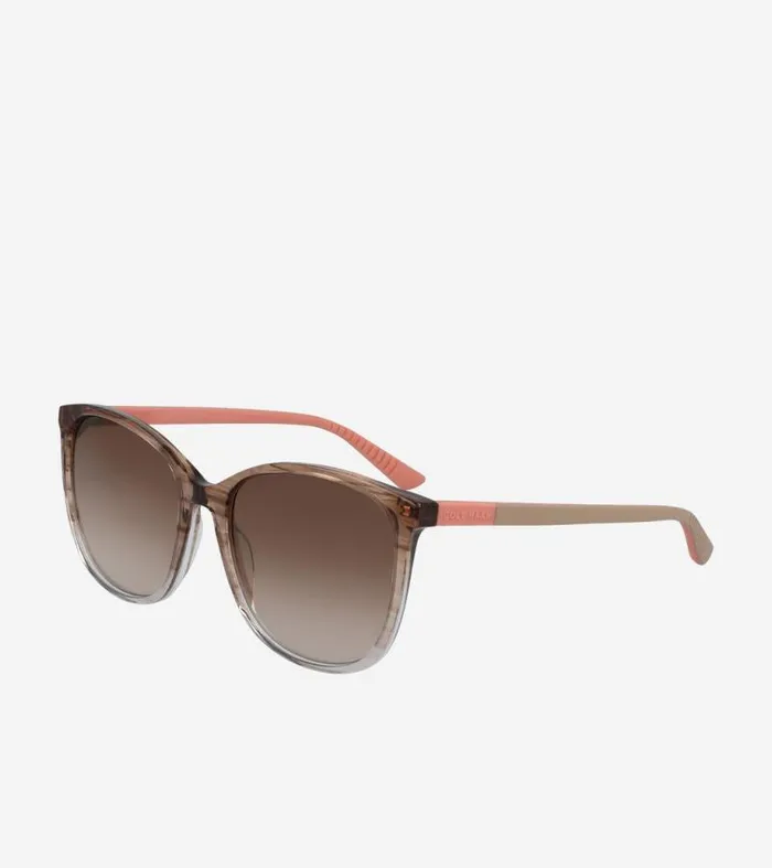 Women Sunglasses Cole Haan Rectangle Flex HornRimmed Sunglasses Taupe Horn