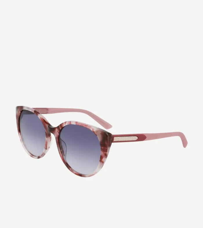 Women Sunglasses Cole Haan Round Cat Eye Sunglasses Blue Tortoise