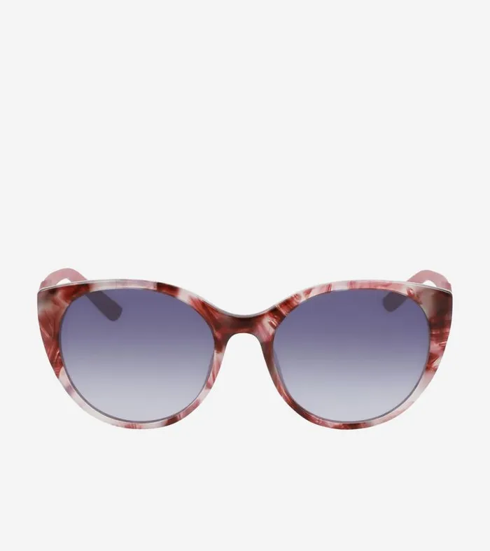 Women Sunglasses Cole Haan Round Cat Eye Sunglasses Blue Tortoise