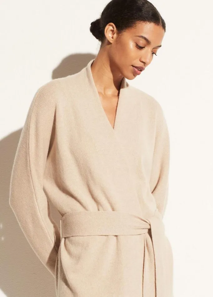 Women Sweaters Vince Belted Robe Cardigan Heather Beige