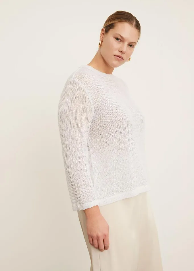 Women Sweaters Vince Bracelet Sleeve Crew Neck Sweater Optic White