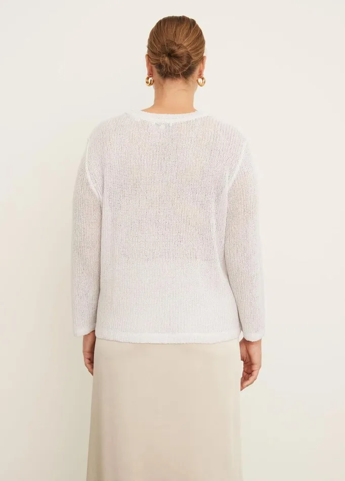 Women Sweaters Vince Bracelet Sleeve Crew Neck Sweater Optic White