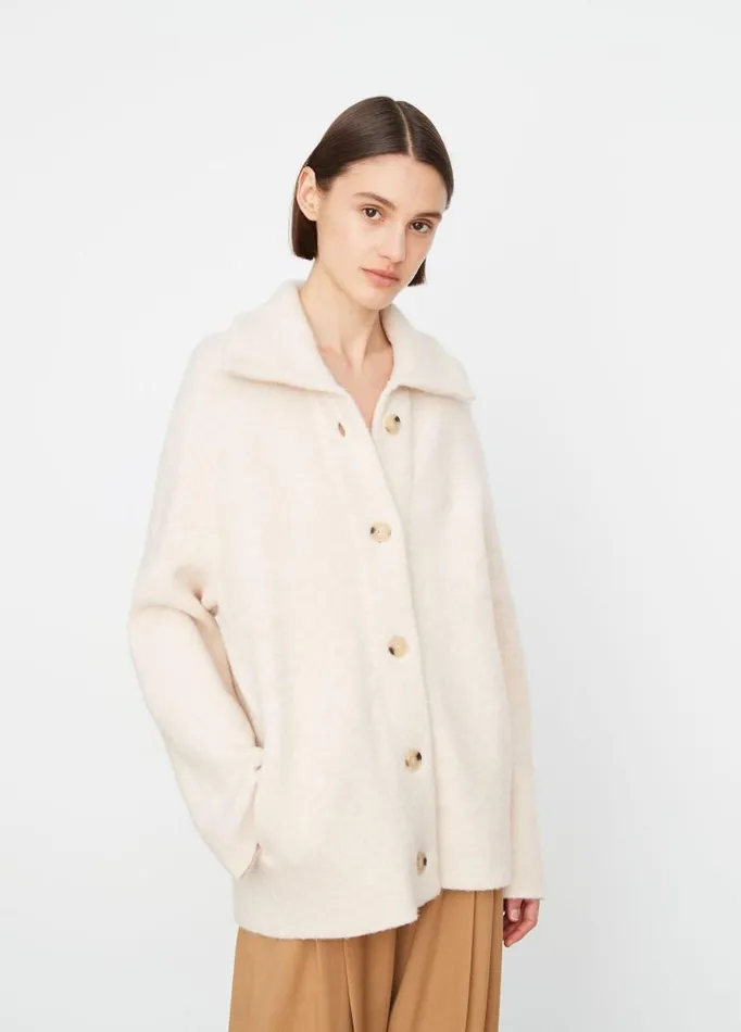 Women Sweaters Vince Button Collared Cardigan Heather Enoki