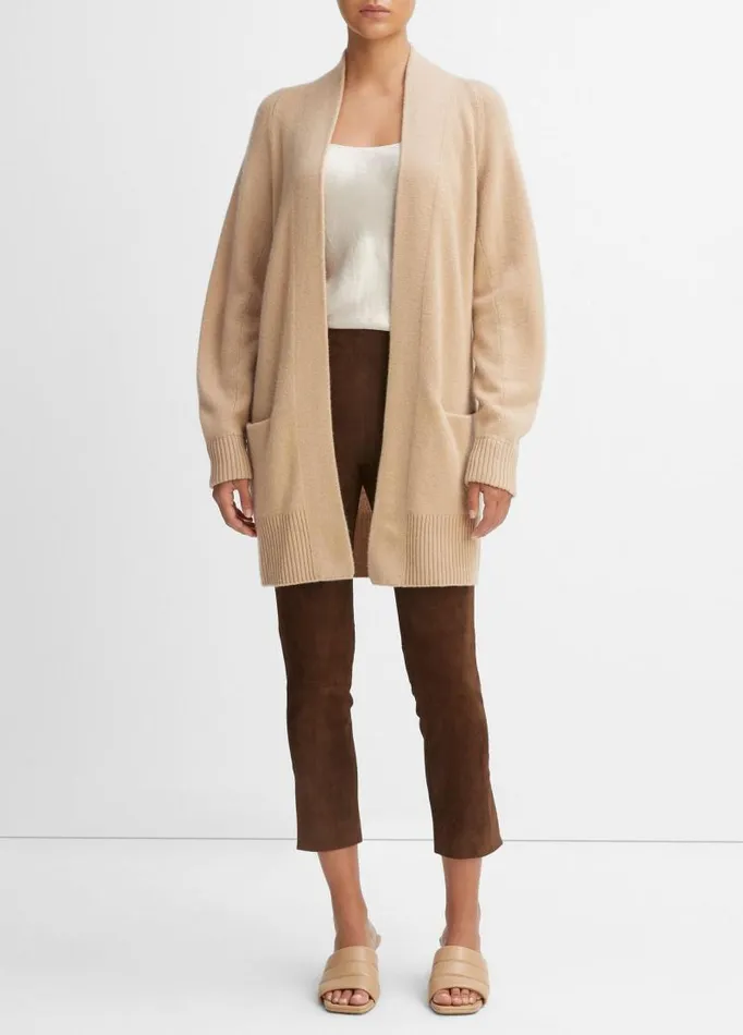 Women Sweaters Vince Cashmere OpenFront Cardigan Camel