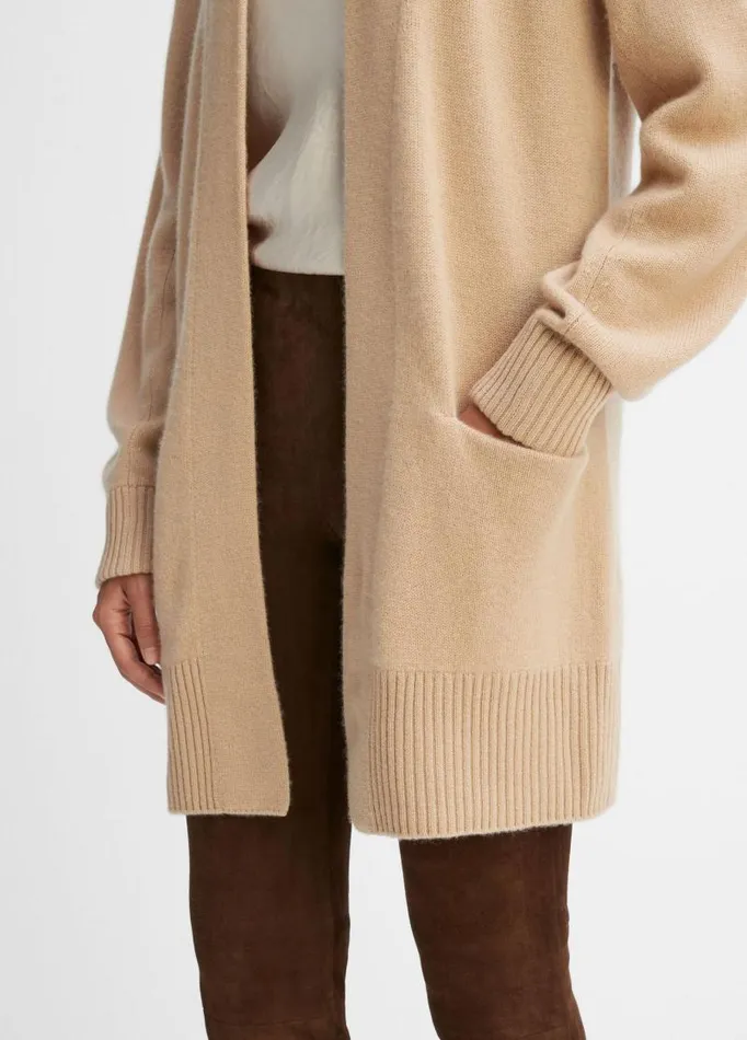 Women Sweaters Vince Cashmere OpenFront Cardigan Camel