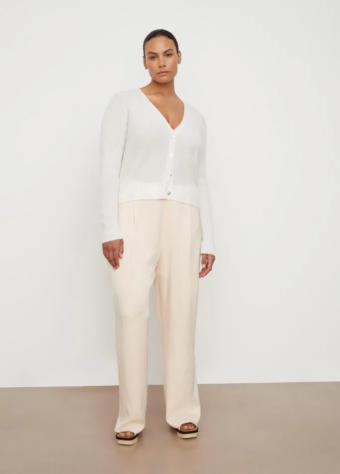 Women Sweaters Vince Cashmere Ribbed Raglan Cardigan Off White