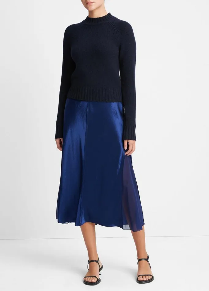 Women Sweaters Vince Cashmere Shrunken Mock Neck Sweater Coastal Blue