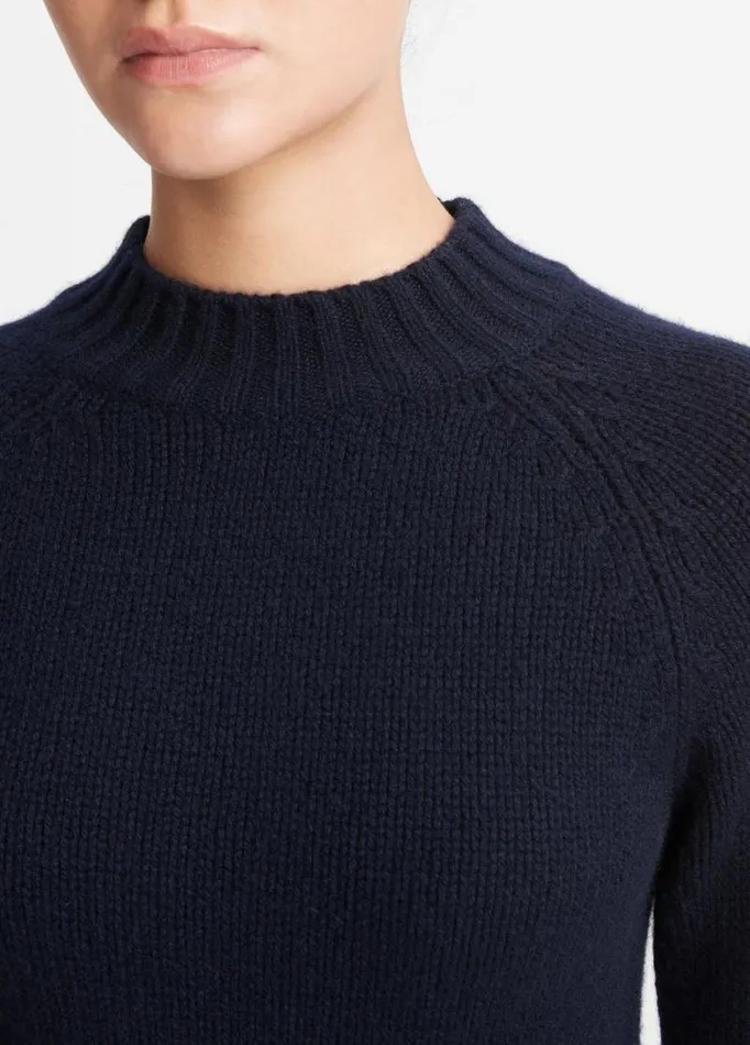 Women Sweaters Vince Cashmere Shrunken Mock Neck Sweater Coastal Blue