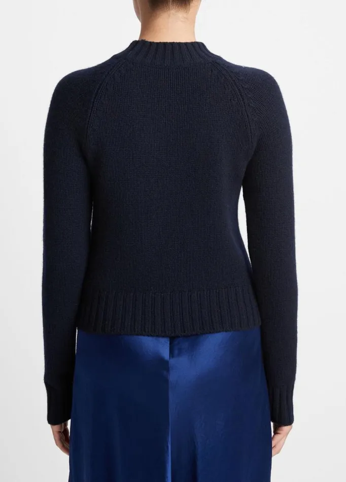Women Sweaters Vince Cashmere Shrunken Mock Neck Sweater Coastal Blue