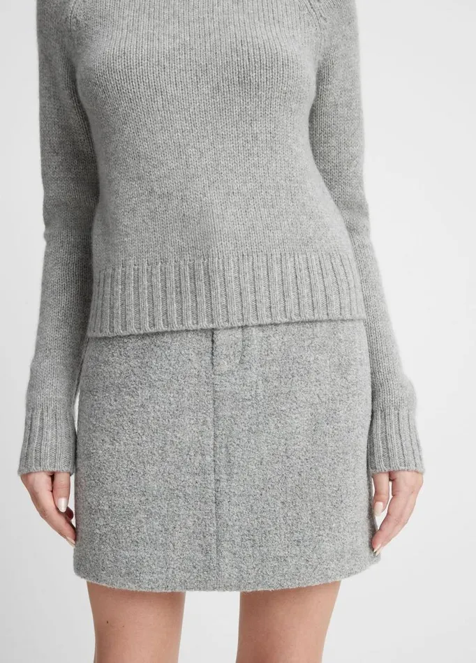 Women Sweaters Vince Cashmere Shrunken Mock Neck Sweater Heather Silver Dust