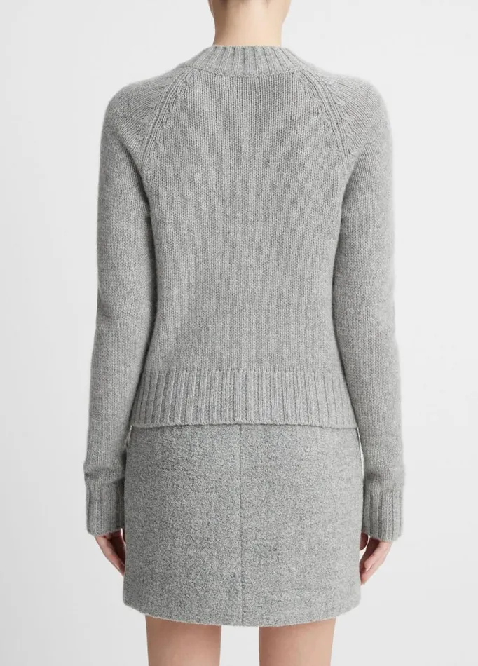 Women Sweaters Vince Cashmere Shrunken Mock Neck Sweater Heather Silver Dust