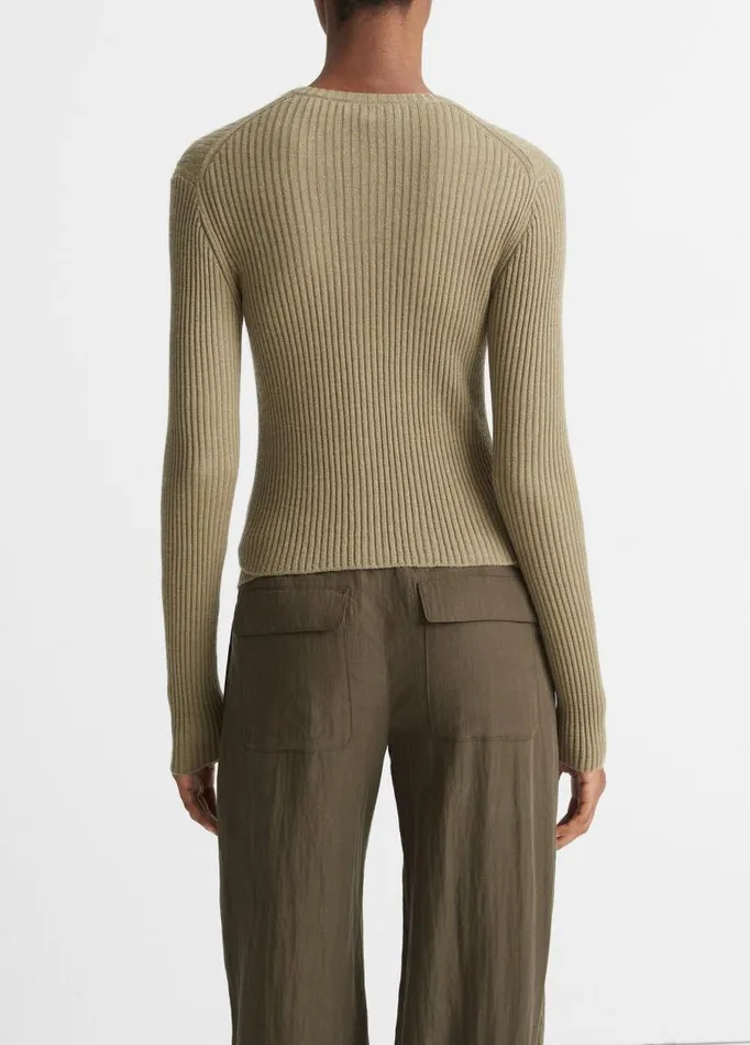 Women Sweaters Vince CashmereSilk Ribbed Cardigan Artichoke