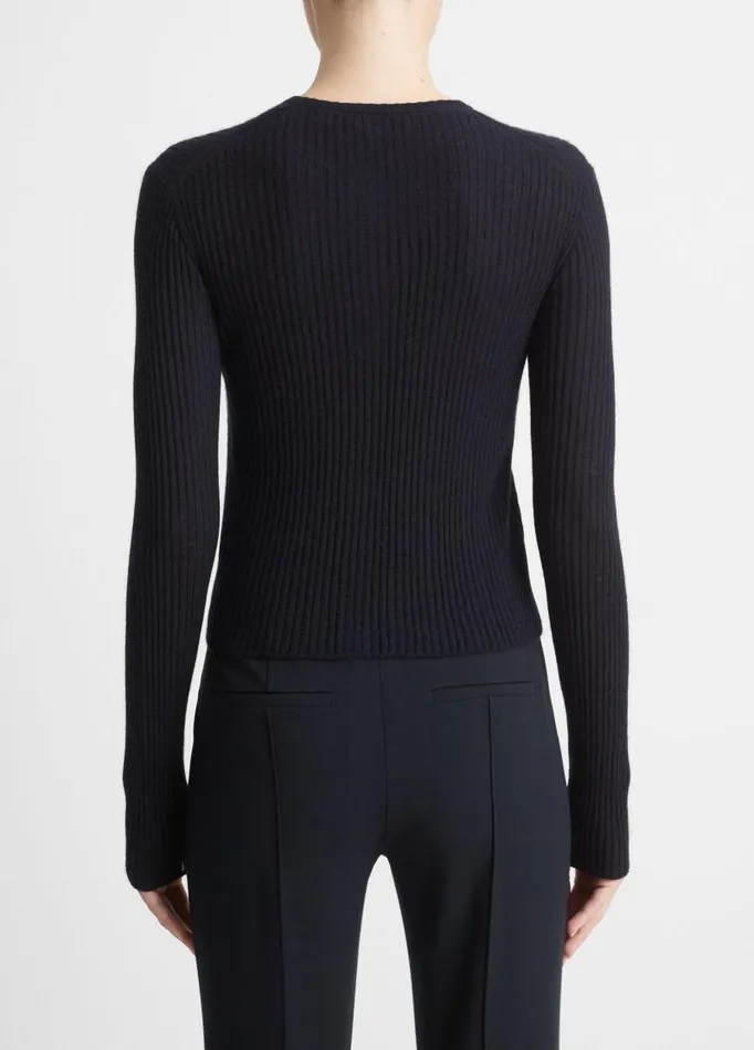 Women Sweaters Vince CashmereSilk Ribbed Cardigan Coastal Blue