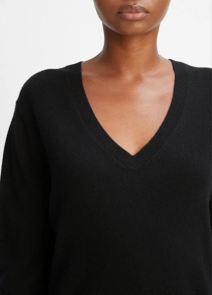 Women Sweaters Vince Cashmere Weekend VNeck Sweater Black