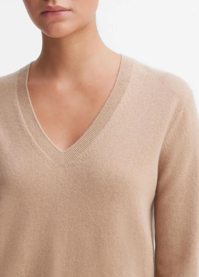 Women Sweaters Vince Cashmere Weekend VNeck Sweater Camel