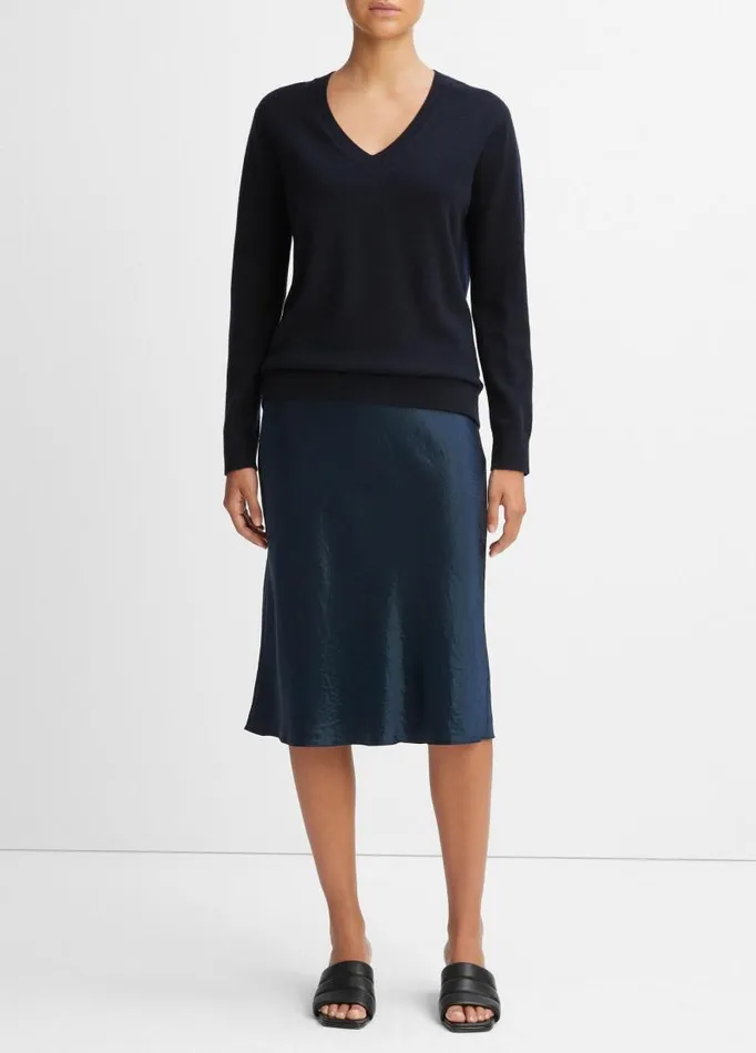 Women Sweaters Vince Cashmere Weekend VNeck Sweater Coastal Blue