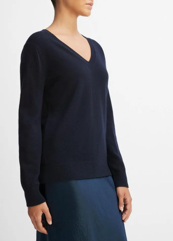 Women Sweaters Vince Cashmere Weekend VNeck Sweater Coastal Blue