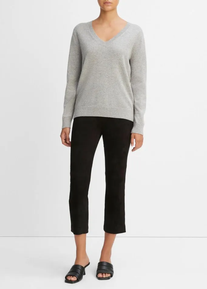 Women Sweaters Vince Cashmere Weekend VNeck Sweater Heather Steel