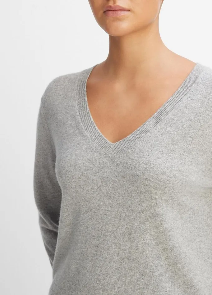 Women Sweaters Vince Cashmere Weekend VNeck Sweater Heather Steel